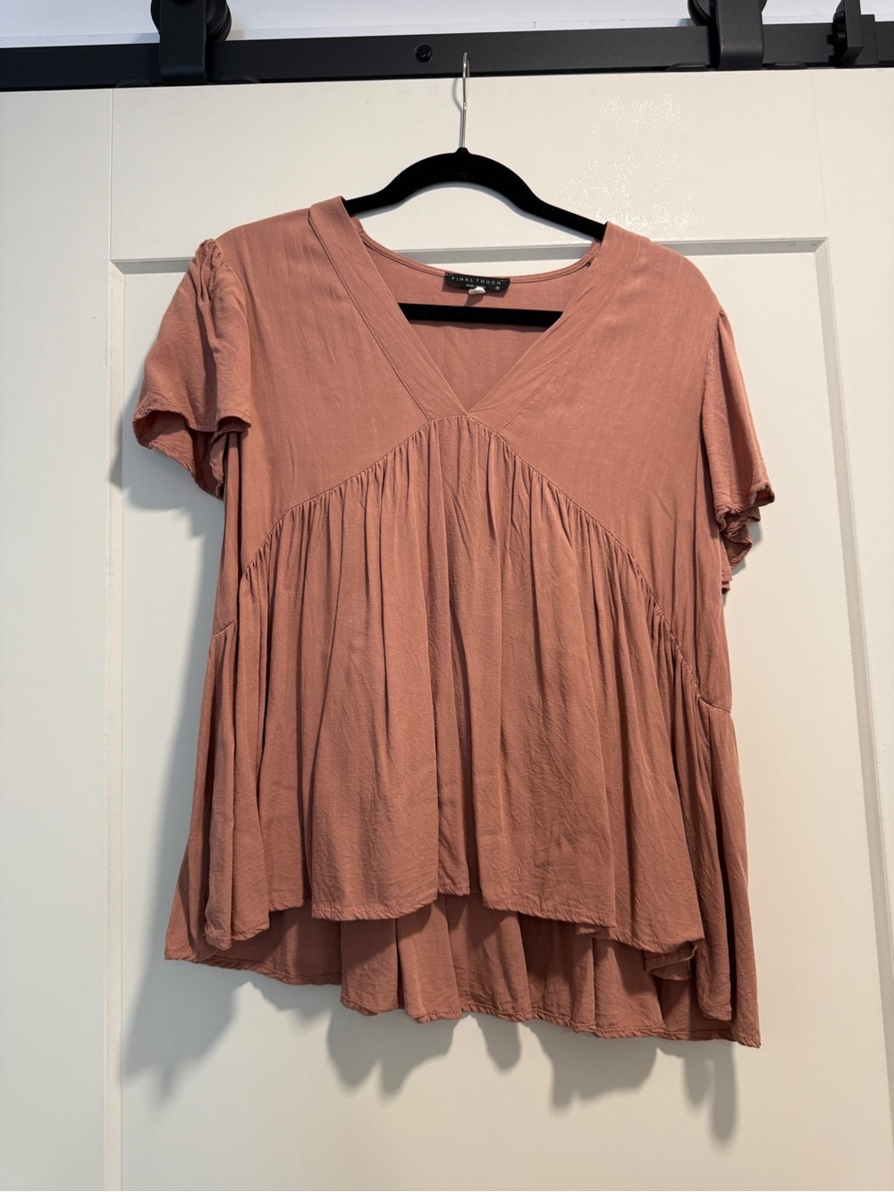 Final Touch Dusty Rose V-Neck Babydoll Blouse